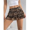 imageSHENHE Womens Y2k Lace Layered Mini Skirt Ruched A Line Cute Tiered Ruffle SkirtLeopard Print Khaki