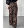 imageSHENHE Womens Y2k Leopard Pants Cheetah Print Straight Leg Elastic Waist Casual Baggy PantsBrown