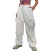 imageSHENHE Womens Baggy Loose Cargo Pants Drawstring Waist Joggers Long TrousersWhite