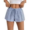 imageSHENHE Womens Drawstring Baggy Shorts Elastic Waist Wide Leg Summer Casual Shorts with PocketsStriped Blue White