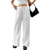 imageSHENHE Womens Drawstring Waist Wide Leg Casual Loose Pants Textured Pants with PocketsWhite