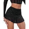 imageSHENHE Womens Glitter Rhinestone Mesh Skirt Low Rise Party Club Sexy Ruffle Mini Skirt