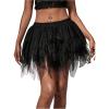 imageSHENHE Womens Layered Mesh Mini Tulle Skirt Y2k Low Rise Asymmetrical Party Tutu SkirtBlack