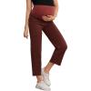 imageSHENHE Womens Maternity Jeans Over Belly High Waist Raw Hem Comfy Stretch Jean Denim PantsRust Brown