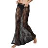 imageSHENHE Womens Sheer Lace Maxi Skirt Sexy See Through Fishtail High Waist Y2k Long Coverup SkirtsBlack