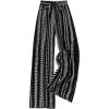imageSHENHE Womens Striped Wide Leg Geo Print Boho Pants Belted Loose Flowy Palazzo PantsBlack