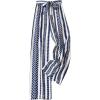 imageSHENHE Womens Striped Wide Leg Geo Print Boho Pants Belted Loose Flowy Palazzo PantsBlue and White