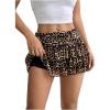 imageSHENHE Womens Y2k Lace Layered Mini Skirt Ruched A Line Cute Tiered Ruffle SkirtLeopard Print Khaki