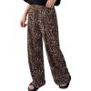 imageSHENHE Womens Y2k Leopard Pants Cheetah Print Straight Leg Elastic Waist Casual Baggy PantsBrown