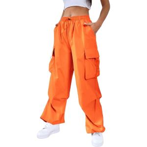 imageSHENHE Womens Baggy Loose Cargo Pants Drawstring Waist Joggers Long TrousersBurnt Orange