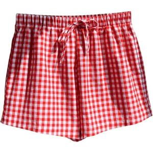 imageSHENHE Womens Plaid Shorts Drawstring Waist Loose Summer Shorts Gingham Lounge ShortsRed and White