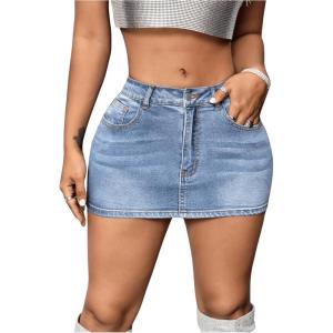 imageSHENHE Womens Ripped Low Rise Zip Fly Denim Skirt Sexy Y2k Vintage Jean Mini SkirtLight Wash a