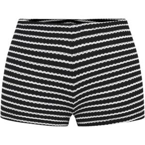 imageSHENHE Womens Striped Shorts Low Rise Bodycon Cute Mini Shorts Summer Casual ShortsBlack and White