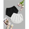 imageSHENHE Womens 2 Pack Shirt Extender Adjustable Layering Fake Top Lower Sweep Skirt Half Length Mini SkirtsBlack and White