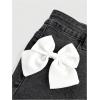 imageSHENHE Womens Bow Jeans Skirt Ruffle Hem A Line Denim Mini Casual Summer Jean SkirtBlack