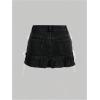imageSHENHE Womens Bow Jeans Skirt Ruffle Hem A Line Denim Mini Casual Summer Jean SkirtBlack