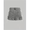 imageSHENHE Womens Bow Jeans Skirt Ruffle Hem A Line Denim Mini Casual Summer Jean SkirtGrey