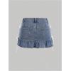 imageSHENHE Womens Bow Jeans Skirt Ruffle Hem A Line Denim Mini Casual Summer Jean SkirtLight Wash
