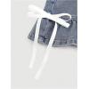 imageSHENHE Womens Bow Jeans Skirt Ruffle Hem A Line Denim Mini Casual Summer Jean SkirtLight Wash