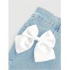 imageSHENHE Womens Bow Jeans Skirt Ruffle Hem A Line Denim Mini Casual Summer Jean SkirtLight Wash Blue