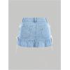 imageSHENHE Womens Bow Jeans Skirt Ruffle Hem A Line Denim Mini Casual Summer Jean SkirtLight Wash Blue