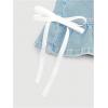 imageSHENHE Womens Bow Jeans Skirt Ruffle Hem A Line Denim Mini Casual Summer Jean SkirtLight Wash Blue