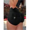 imageSHENHE Womens High Waist Booty Shorts Butt Lifting Rave Hot Pants Scrunch Ruched ShortsBlack