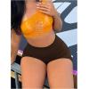 imageSHENHE Womens High Waist Booty Shorts Butt Lifting Rave Hot Pants Scrunch Ruched ShortsChocolate Brown