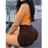 imageSHENHE Womens High Waist Booty Shorts Butt Lifting Rave Hot Pants Scrunch Ruched ShortsChocolate Brown