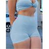 imageSHENHE Womens High Waist Booty Shorts Butt Lifting Rave Hot Pants Scrunch Ruched ShortsLight Blue