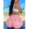 imageSHENHE Womens High Waist Booty Shorts Butt Lifting Rave Hot Pants Scrunch Ruched ShortsPink