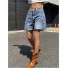 imageSHENHE Womens High Waist Denim Shorts Raw Hem Wide Leg Jeans Shorts with PocketsLight Wash