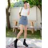 imageSHENHE Womens High Waisted Denim Skort Wrap Hem Asymmetrical Jean Mini Skirt ShortsBlue