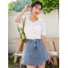 imageSHENHE Womens High Waisted Denim Skort Wrap Hem Asymmetrical Jean Mini Skirt ShortsBlue