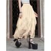 imageSHENHE Womens Lace Trim Layered Mesh Tulle Skirt High Waist Asymmetrical Long Goth SkirtApricot