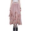 imageSHENHE Womens Lace Trim Layered Mesh Tulle Skirt High Waist Asymmetrical Long Goth SkirtDusty Pink