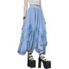 imageSHENHE Womens Lace Trim Layered Mesh Tulle Skirt High Waist Asymmetrical Long Goth SkirtLight Blue