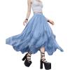 imageSHENHE Womens Lace Trim Layered Mesh Tulle Skirt High Waist Asymmetrical Long Goth SkirtLight Blue
