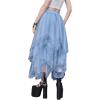 imageSHENHE Womens Lace Trim Layered Mesh Tulle Skirt High Waist Asymmetrical Long Goth SkirtLight Blue