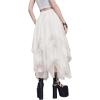 imageSHENHE Womens Lace Trim Layered Mesh Tulle Skirt High Waist Asymmetrical Long Goth SkirtWhite