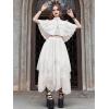 imageSHENHE Womens Lace Trim Layered Mesh Tulle Skirt High Waist Asymmetrical Long Goth SkirtWhite