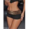 imageSHENHE Womens Low Rise Leopard Print Shorts Cheeky Booty Shorts Y2k Rave Sexy Hot PantsBlack