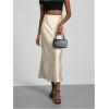 imageSHENHE Womens Satin Maxi Skirts High Waisted A Line Long Skirts Elegant Office SkirtsBeige