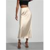 imageSHENHE Womens Satin Maxi Skirts High Waisted A Line Long Skirts Elegant Office SkirtsBeige