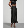 imageSHENHE Womens Satin Maxi Skirts High Waisted A Line Long Skirts Elegant Office SkirtsBlack