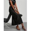 imageSHENHE Womens Satin Maxi Skirts High Waisted A Line Long Skirts Elegant Office SkirtsBlack