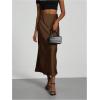 imageSHENHE Womens Satin Maxi Skirts High Waisted A Line Long Skirts Elegant Office SkirtsCoffee Brown