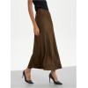 imageSHENHE Womens Satin Maxi Skirts High Waisted A Line Long Skirts Elegant Office SkirtsCoffee Brown