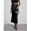 imageSHENHE Womens Satin Maxi Skirts High Waisted A Line Long Skirts Elegant Office SkirtsDeep Blue