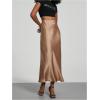 imageSHENHE Womens Satin Maxi Skirts High Waisted A Line Long Skirts Elegant Office SkirtsLight Brown